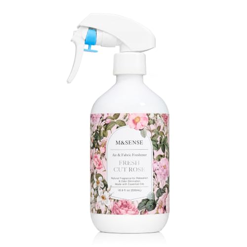 M&SENSE Fabric Spray Air Freshener, 500 mL / 17 fl oz Fresh Cut Rose Scent