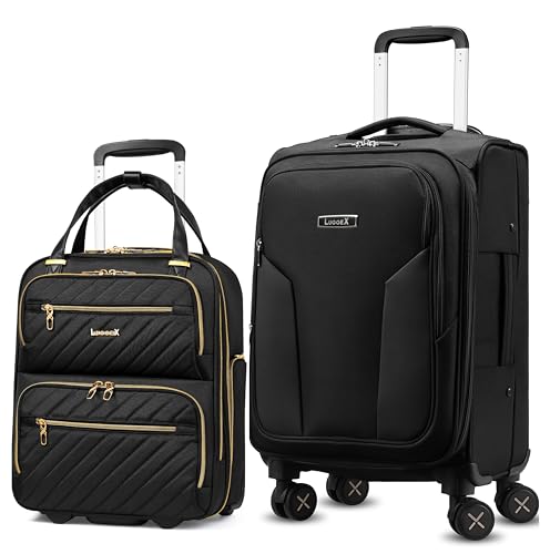 LUGGEX Underseat Carry On Luggage with Wheels 2-Piece Set(16