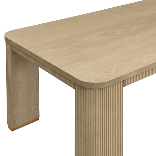 Christopher Knight Home Kami 90'L Wooden Dining Table for 6-8 People, Dining Room Table with Fluted Textured Detailing, Minimalist Modern Rectangular Kitchen Table with Rounded Edges, Light Ash by Christopher Knight Home - Used condition - Image 7
