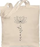 Baumwolltasche - und Wellness - Namaste Lotusblüte I Geschenk Yoga - Unisize - Naturweiß - hipster jutetasche geschenke für yogalehrerin meditation lotus beuteltasche spirituell spirituelle hippi
