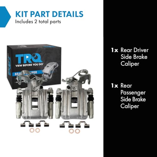 Image of TRQ Rear Brake Caliper Set Zinc Coated Brackets Compatible with 1999 Audi A6 1998-2004 A6 Quattro 2001-2005 Allroad Quattro 2000-2005 Volkswagen Passat