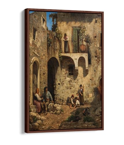 Tableau Cour italienne de Luise Begas-Parmentier toile de maître et noyer
