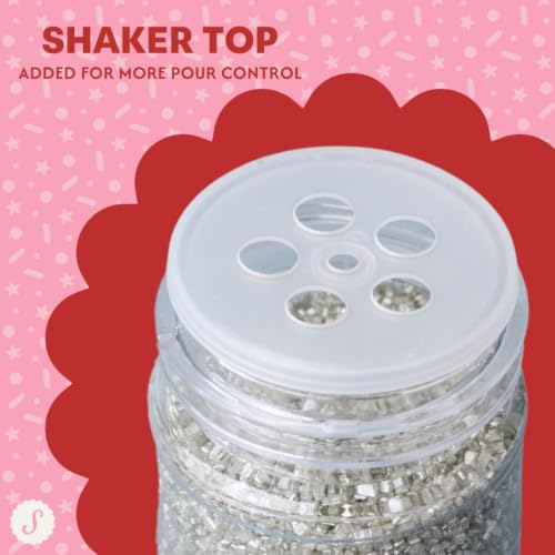 Image of Sweets Indeed Silver Decorating Sugar - Metallic Silver Sanding Sugar Crystals for Baking & Decorating Cupcakes, Cookies, Cakes & Desserts - Wedding, Holiday & Party Topping - 5.11 ounces