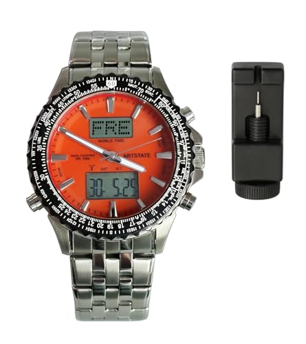 ARTSTATE AS3275B Funk Quarz Herren Uhr Analog-Digital mit Edelstahl Armband,Wasserdicht 10 Bar
