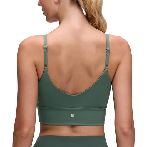 Image of CRZ YOGA V Back Longline Sports Bras | Medium Support, Removable Pads, Yoga, Brushed, Scoop Neck, Spaghetti Straps, for Women