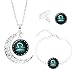 Produktbild Shenye Damen Halskette Ohrring Armband dreiteiliges Set, Fashion 12 Constellation Half Moon Ohrring Armband Und Halskette Set Schmuckset Frauen Modeschmuck Set (GrünB)