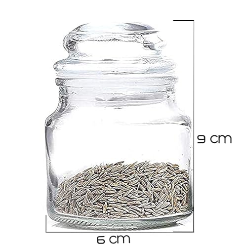 Image of Sharma Enterprises Glass Jar Set 100ml (6 Pcs) || Airtight Kitchen Storage Jars for Masala, Salt, Chilli, Jeera, Jam, Honey, Ghee, Herbs, Spices || Perfect Containers for Home & Gifting