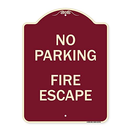 SignMission Designer Series Sign - No Parking Fire Escape | Burgundy 18" x 24" Heavy-Gauge Aluminum Architectural Sign | Protect Your Business & Municipality | Made in The USA
