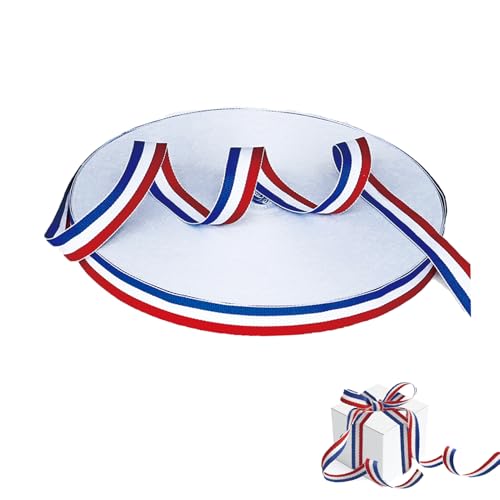 50mx10mm Cinta Decorativa de Nailon Tricolor Rojo Blanco Azul, Cinta Colorido Correa de Correas Bobina para Decoración Cincha de Poliéster Nylon rollo de embalaje de Bandera Para DIY Manualidades