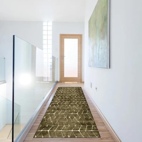 Alfombra moderna para pasillo o cocina color marrón de 50 x 280 cm 6