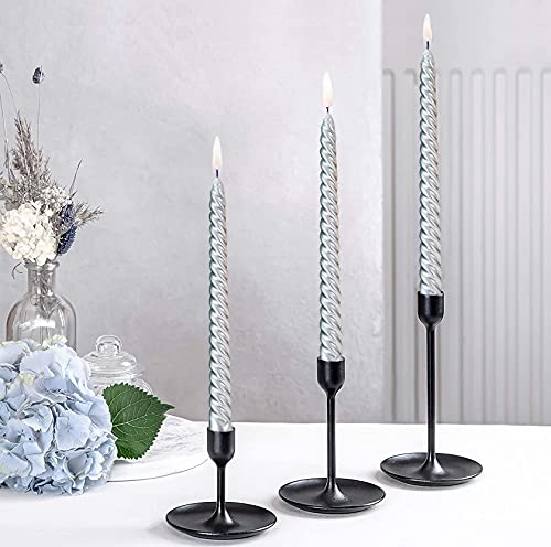 Tall Metallic Spiral Taper Candle - 10Inch Metallic, Dripless, Unscented Dinner Candle - Paraffin Wax With Cotton Wicks -Individually Wrapped Long Candleunscented Dinner Candle(4 Spiral Silver) #TOP6