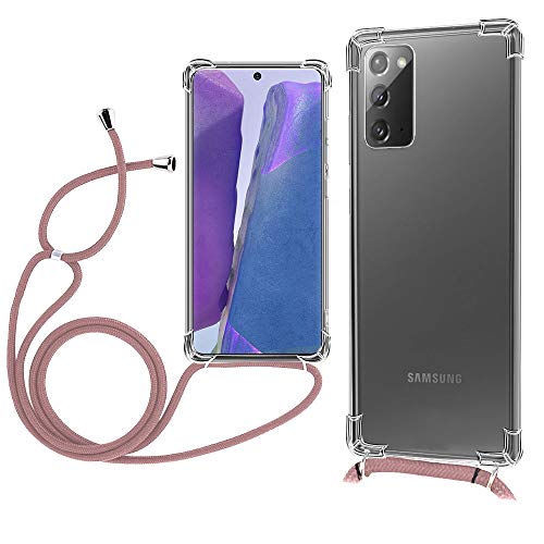 TopACE Funda Lanyard para Samsung Galaxy Note 20?Cubierta Ligera, Transparente y Resistente a la Rotura para Samsung Galaxy Note 20(Oro)