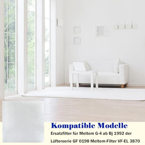 12 Stück G-4 Filter für Meltem Lüftungsanlage Ersatzfilter für Meltem G-4 ab Bj 1992 der Lüfterserie GF 0198 Luftfilter, 150 x 150 mm Staubfilter Filterklasse G2 (Nr.VF-EL 3870)