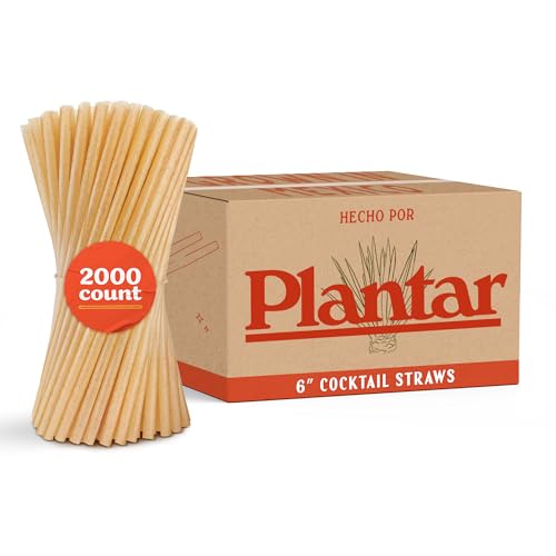 Casa Plantar Bulk | Cocktail 6 Agave Straws | 2000 count | Sustainable & Compostable Drinking Straws made from Upcycled Agave Plant Fiber | Long-Lasting Durable Drinking Straws that Wont Get Soggy