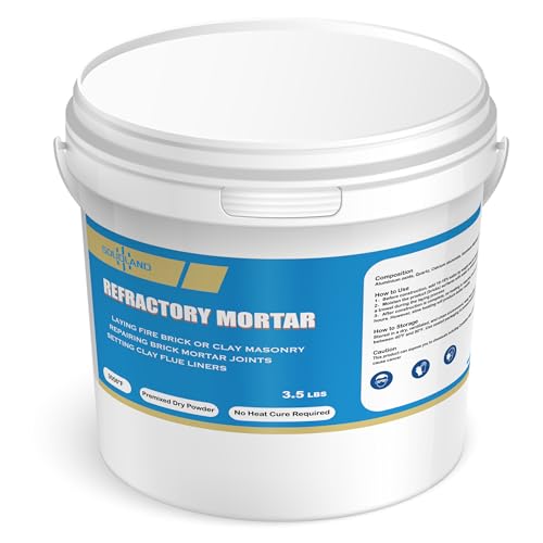 SOLIDLAND Refractory Mortar - 3.5 LBS Masonry & FireBrick Refractory Cement - 3056°F High Temperature Fireproof Dry Mix - for Kilns, Firepit, Fireplaces, Chimneys and More