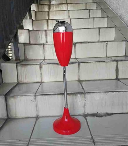 Posacenere da terra autopulente per esterni, con coperchio, per patio, altezza regolabile, rimovibile, per patio di casa, colore: rosso