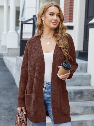 Image of Snuggle Sac Cardigan Sweaters for Women with Pocket Trendy Casual Long Sleeve Tops Open Front Fall Winter Coats