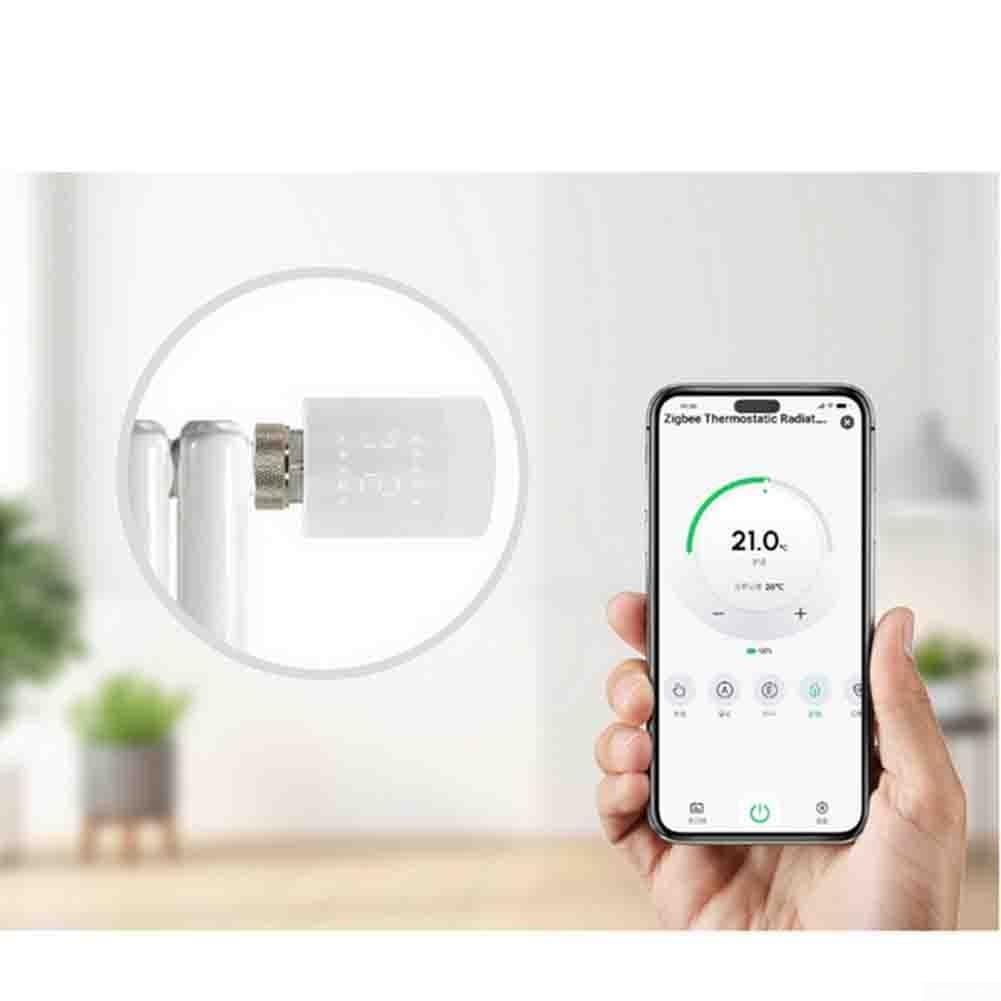 Valvola termostatica intelligente per radiatore ZIGBEE, per TUYA App Control TRV con display LED, 0,5 °C, protezione antigelo e blocco bambini per sistemi di riscaldamento domestico, bianco