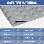 OTHWAY Extra Long Bathtub Mat, 39x 16In Shower Foot Scrubber Mat, Soft TPE Anti Slip Bath Mat for Tub, Machine Washable Shower Mat Non Slip with Big Suction Cups Drain Holes for Bathroom(L-Grey)