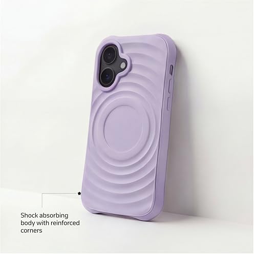 Image of amazon basics Shockproof Case for iPhone 17 | Ripple Pattern | Camera Protection | Protective Cover with Enhanced Grip & Wireless Charging Support - Light Purple