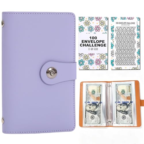 Classeur de défi 100 enveloppes violet pour organiser son budget et épargner au quotidien