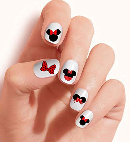 Clear Vinyl Cut, Peel and Stick Nail Art Decals/Stickers by DimOxy Designs Themed for Minnie Bow (Ver.1) Lovers.