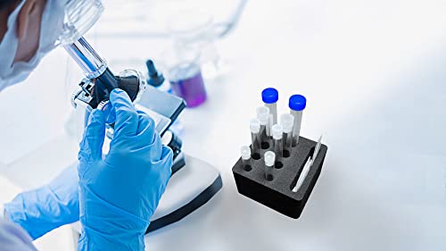 Polar Whale Personal Travel Test Tube Holder Rack Black Foam Lab Storage Organizer Compact Stand Transport Holds 8 Tubes Fits Up To 11Mm 13Mm 15Mm 17Mm Diameter #TOP7