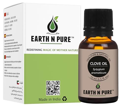 Image of Earth N Pure Clove Bud Essential Oil | 100% Natural & Therapeutic Grade | Undiluted | For Oral Care Teeth & Gums | DIY | Relaxation | Aromatherapy | Improved Mood | Massage | with Glass Dropper | 15ML