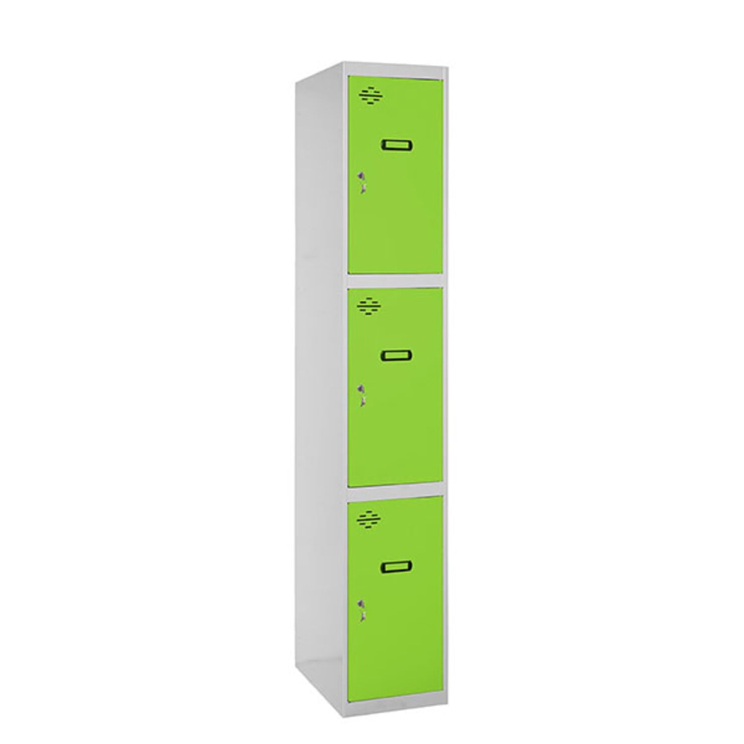 SimonRack Armadietto Spogliatoio Metallico 3 Porta, Metallo, Grigio/Verde, 1800x300x500