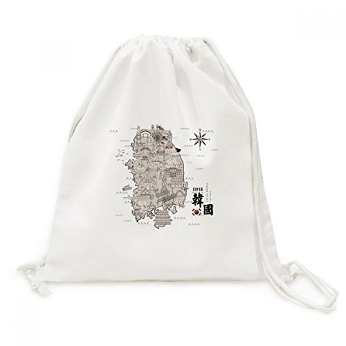 Sac à dos cordon toile vintage plan Corée du Sud 1945 léger voyage