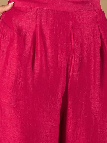 Image of INDO ERA Women's Silk Blend Kurta and Pant with Dupatta Set