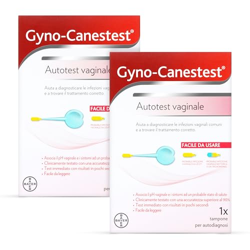 Gyno-Canestest Test Candida Vaginosi Batterica, Tampone Vaginale Test Infezioni Donna - 2x 1 Tampone Test Ph