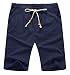 Mr.Zhang Men's Linen Casual Classic Fit Short Summer Beach Shorts Navy Blue-US M