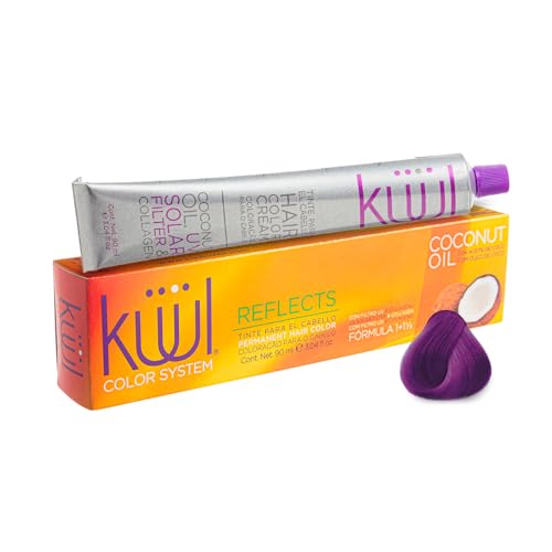 KÜÜL - Color System Reflects Tinte Permanente Color Violeta 90 ml, Aceite de Coco, Filtro UV y Colágeno, Prolonga Intensidad del Color, Aporta Hidratación, Brillo y Sedosidad, Coloración Cabello