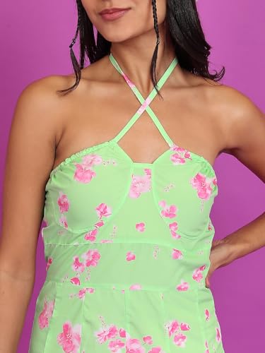Image of Tokyo Talkies Women's Sleeveless Halter Neck Printed Dresses | Stylish Dresses | Casual Dresses