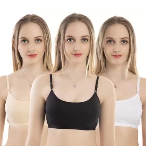 Image of FINE GIRL Women's Cotton Non-Padded Non-Wired Sports Bra Combo (Pack of 3)