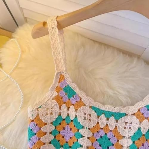 Image of NAIADES Women's Handmade Crochet Crop Top, Sleeveless Top for Women,Comfortable Fit