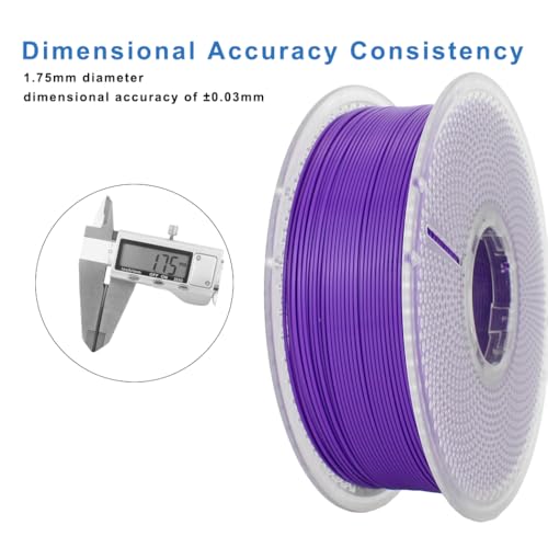 Image of 3D Printer Filament 1.75mm, Neatly & Strong 1.75mm Filament for 3D Printing, Accuracy + /- 0.02mm 1KG Spool(2.2lbs), ABS Purple 1KG