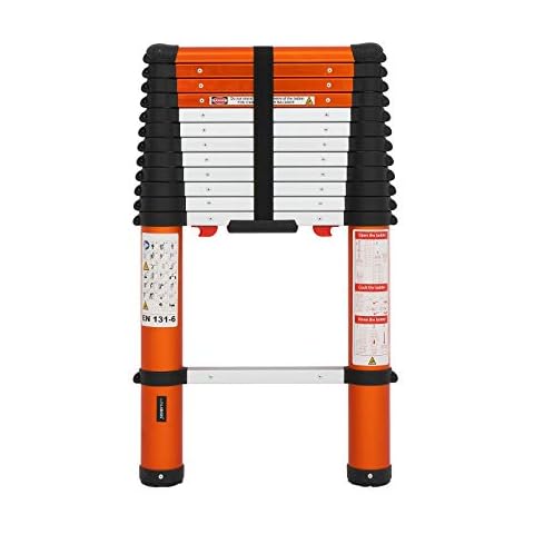 LUISLADDERS Telescoping Ladder 12.5FT Aluminum Extension Step Ladder ANSI Certified Slow Down Design Multi-Purpose Telescopic Ladder for Home, 330 Lb Capacity Cover