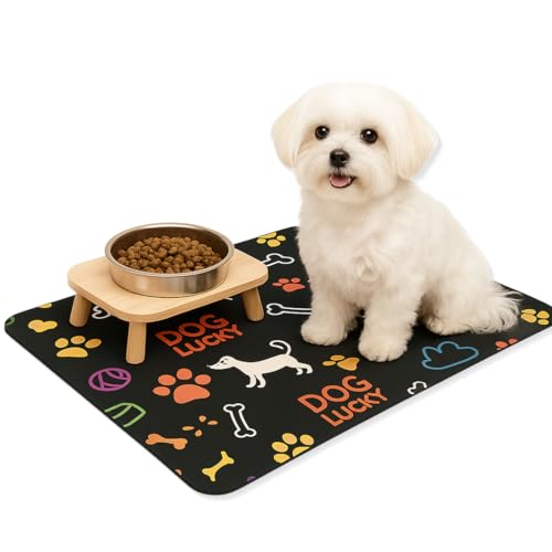 Tappetino Ciotola Cane, 30×50 cm Antiscivolo Tappetino Ciotole Gatto, Tappetino Per L'alimentazione Degli Animali Domestici, Super Assorbenti Sottociotola Per Cani, Tappetino Sottociotola Per Can