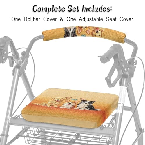 Image of Dog Rollator Backrest and Seat Covers, Soft Adjustable Walker Seat Covers, Universal Accessories for Seniors Women Men
