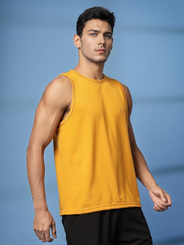 Image of CHKOKKO Tank Tops Sleeveless T-Shirt for Men Gym Wear Vest Solid Stylish Round Neck Running Sando for Sports Workout Fitness & Casual or Beach Wear