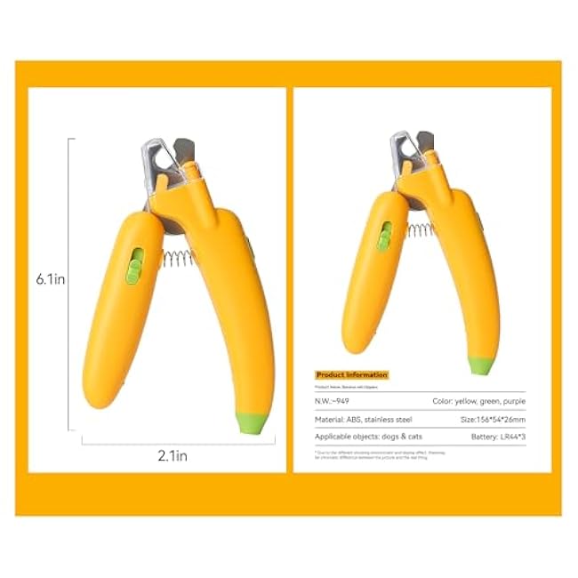 LED Pet Nail Clippers,Upgrade Cat Nail Clipper with Light,Cat Claw Trimmer Nail Clippers for Dogs,Safety Guard, Avoid Over-Cutting (Yellow)-RFPJdutT