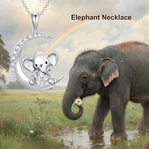 Image of PROESS Animal Birthstone Necklace 925 Sterling Silver Otter /Axolotl /Hippo /Elephant /Dachshund /Monkey /Red Panda Pendant Necklace Animal Birthstone Jewelry Gifts for Women