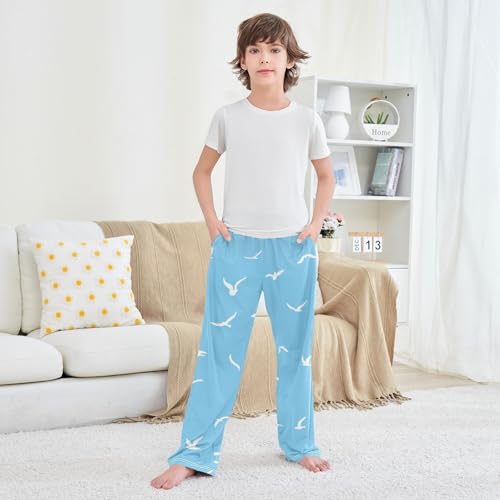 Silhouette Birds Boys Pants Boys Athletic Pants Long Pant for Boywith Pockets Wide-Leg Size 6-14Y 6