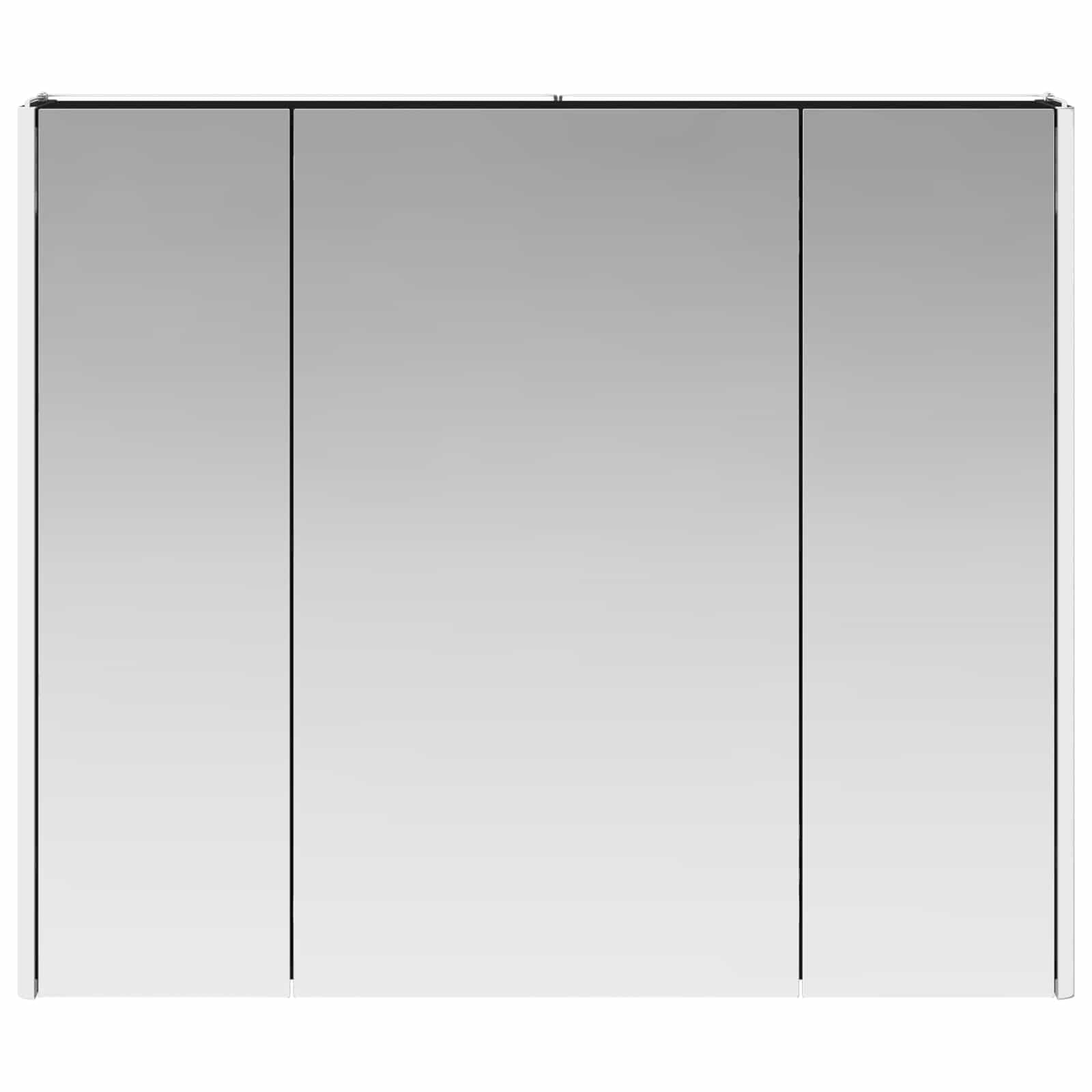 Szafka łazienkowa z lustrem w kolorze czarnym, imitacja dębu, materiał drewnopochodny, 83,5 x 15,5 x 70 cm, montaż ścienny z oświetleniem LED, regulowane półki, lustro, miejsce do