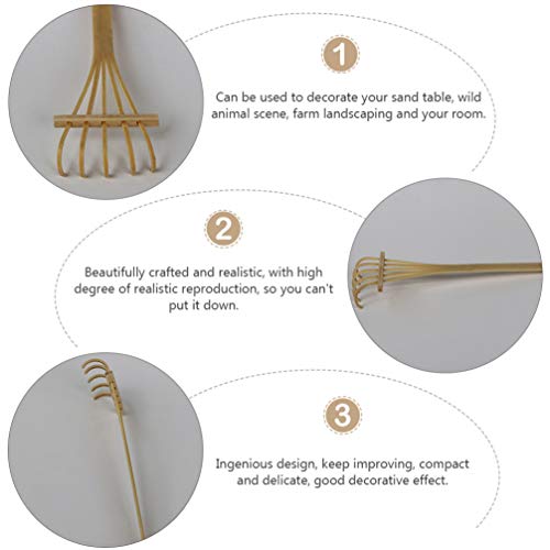 EXCEART 2Pcs Mesa de Bambu Mini Ancinho de Jardim Zen Jardim de Rocha Acessórios Caixa de Ferramenta