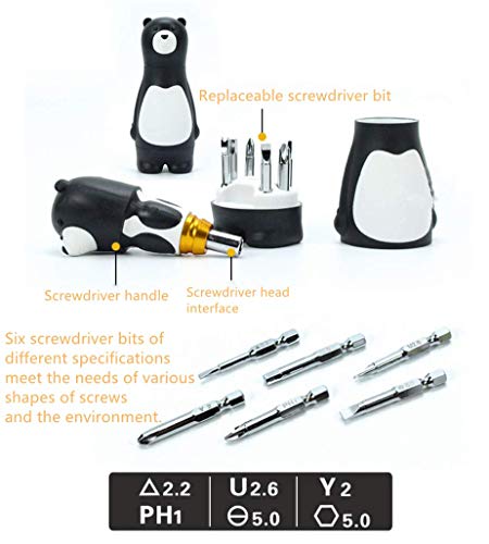 Men’s Gift 6 in 1 Cute Bear Precision Screwdriver Set,s2 Alloy Steel Quality,Home Appliance Furniture Household Repair Tool Kits for Electronic Devices - Image 3