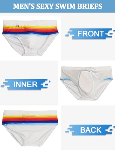 FEOYA Men’s Low Rise Swim Briefs Sexy Beach Bikini Swimwear Quick Dry Elastic Athletic Swimsuit with Removable Pad2