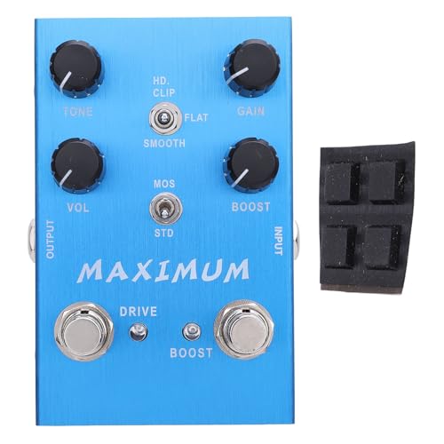 Pédale Overdrive Dual Channel Boost boîtier mat remède aux solos effacés sur guitare basse